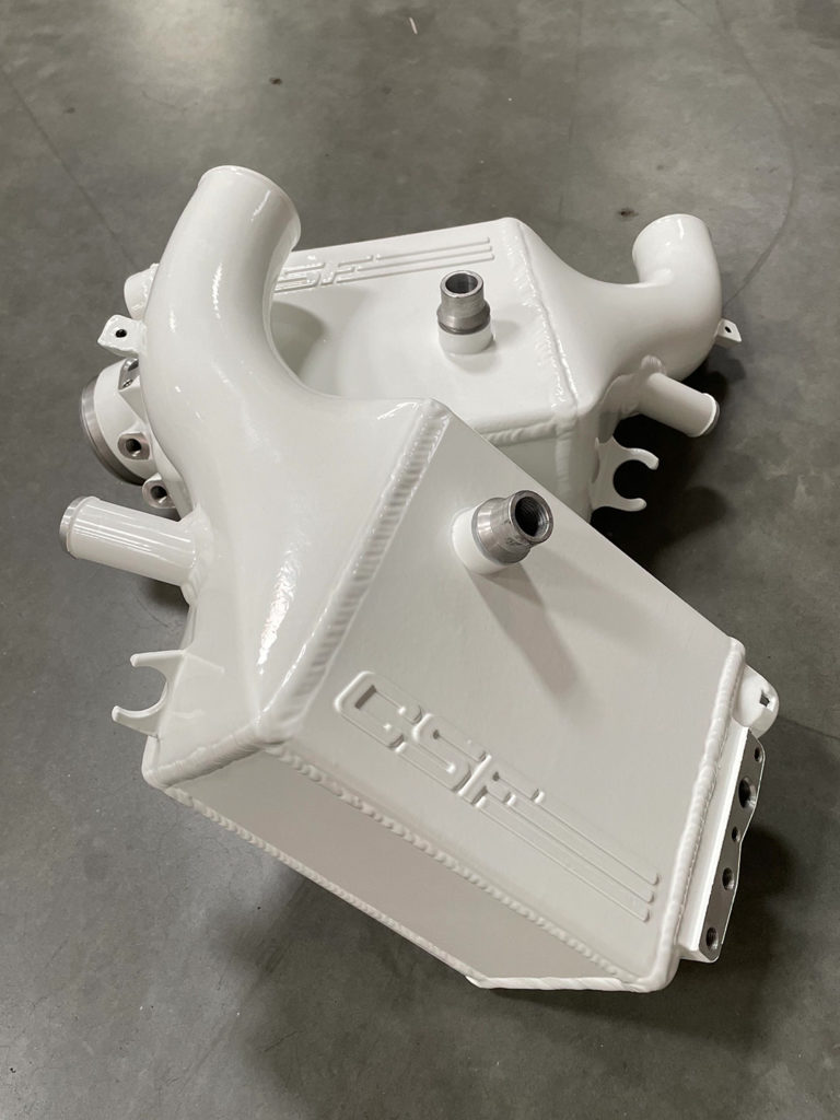 F90 M5 & F92 M8 High-Performance Charge Coolers in custom Alpine White