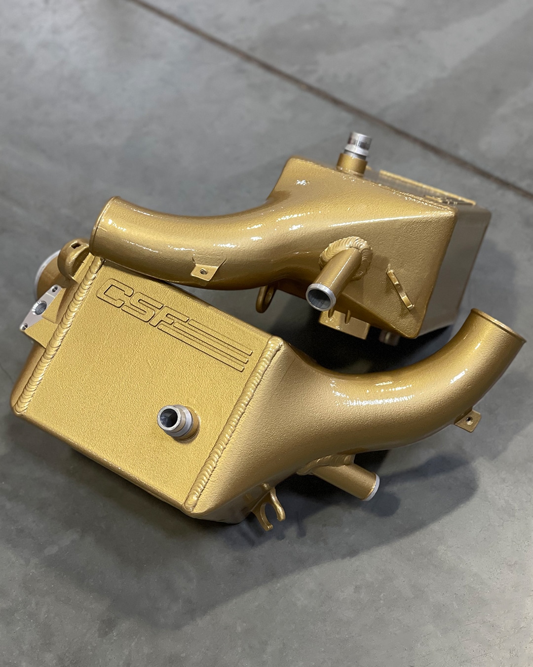 F90 M5 & F92 M8 High-Performance Charge Coolers in custom BMW M Carbon Cermaic Gold Color Match