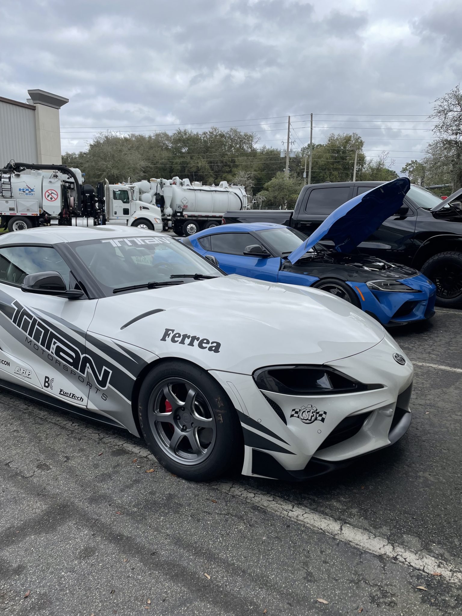 Titan Motorsports White Drag Supra with CSF 5 Piece Cooling Kit
