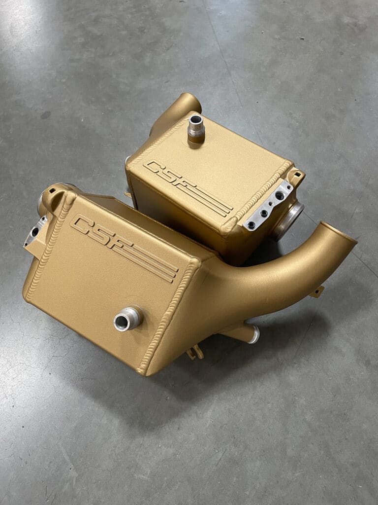 F90 M5 & F92 M8 High-Performance Charge Coolers in custom BMW Carbon Ceramic Gold Match (Matte)