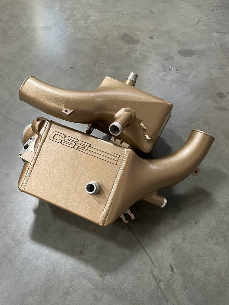 F90 M5 & F92 M8 High-Performance Charge Coolers in custom Bismark Gold - M5CS Color Match